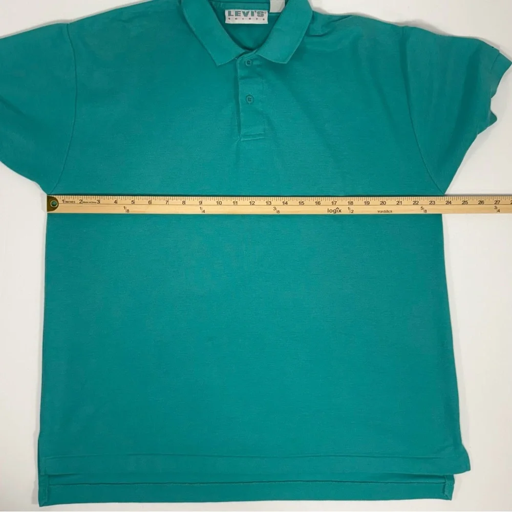 Vintage Oversized Levi's Teal Knit Short Sleeve Polo Shirt Size XL Extra Large